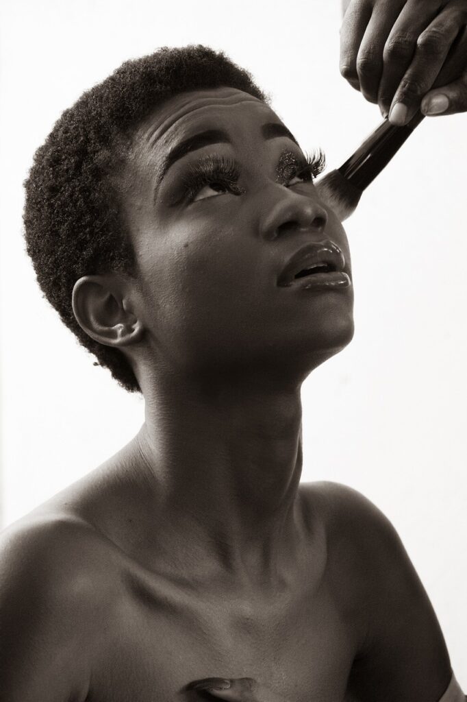 makeup, cosmetics, model, african model, african female, female, girl, lady, woman, african woman, applying makeup